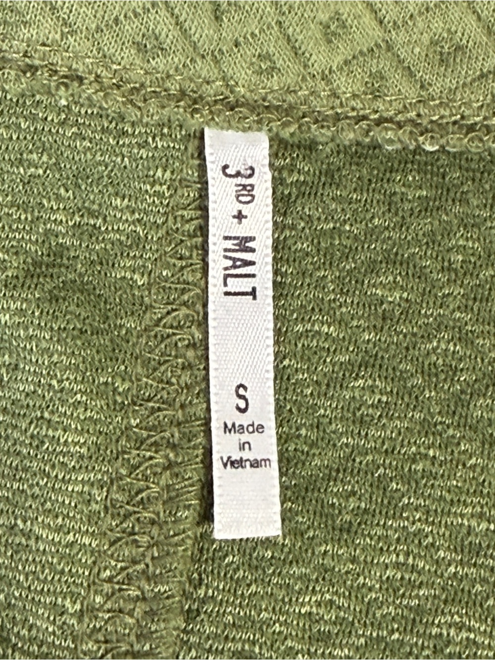 3RD + MALT Olive Green Textured Dolman Sleeve Top Small S Boxy Knit Blouse - Picture 6 of 8